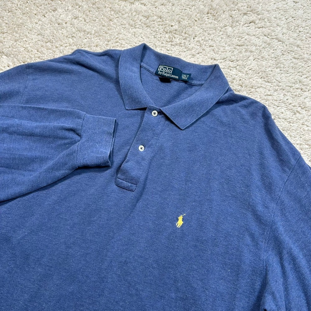 Polo Ralph Lauren Polo Shirt 2XLT Tall Blue Long Sleeve Pony Logo Cotton